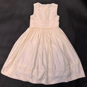 Girls Ivory Satin Flower Dress Special Occasion Wedding Flower Girl Party Dress6